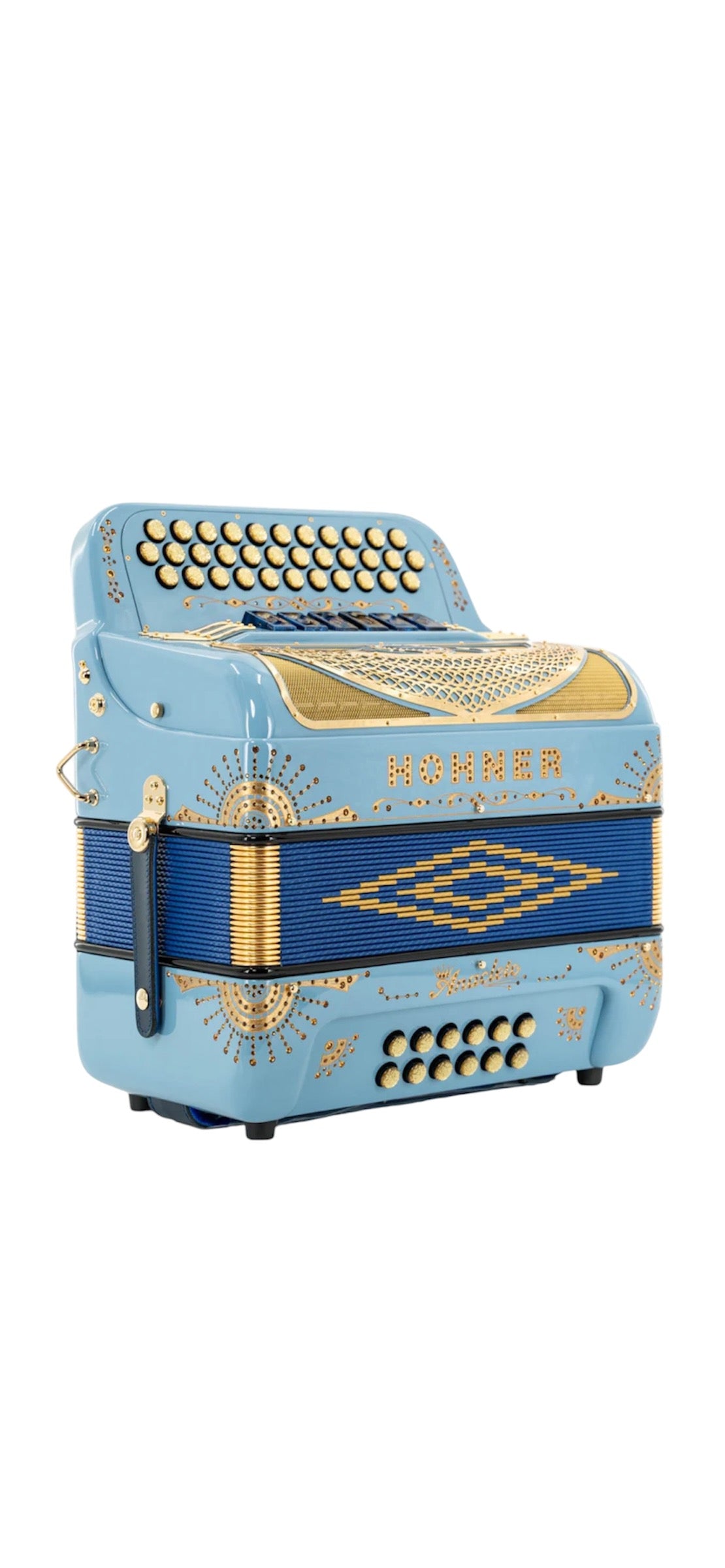 Hohner Anacleto Norteno Two Tone FBE/EAD Accordion - Pastel Sky Blue w/ Gold