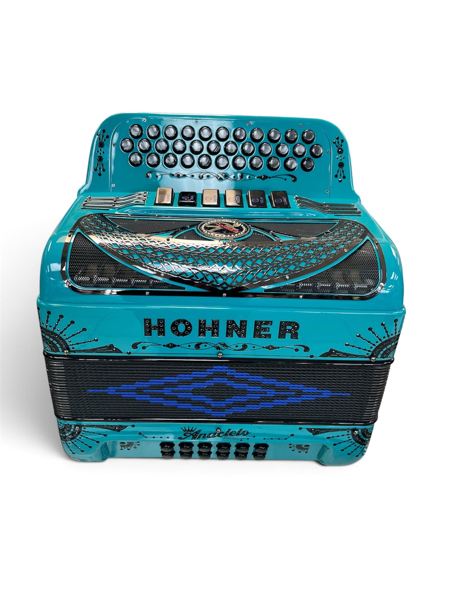 Hohner Anacleto Rey Del Norte Two Tone Compact Button Accordion - Aqua Blue