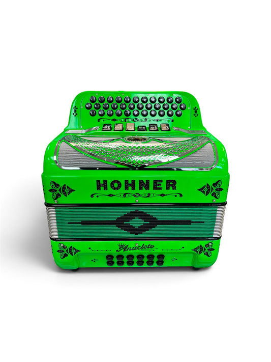 Hohner Anacleto Rey Del Norte Two Tone Compact Button Accordion - Light Green