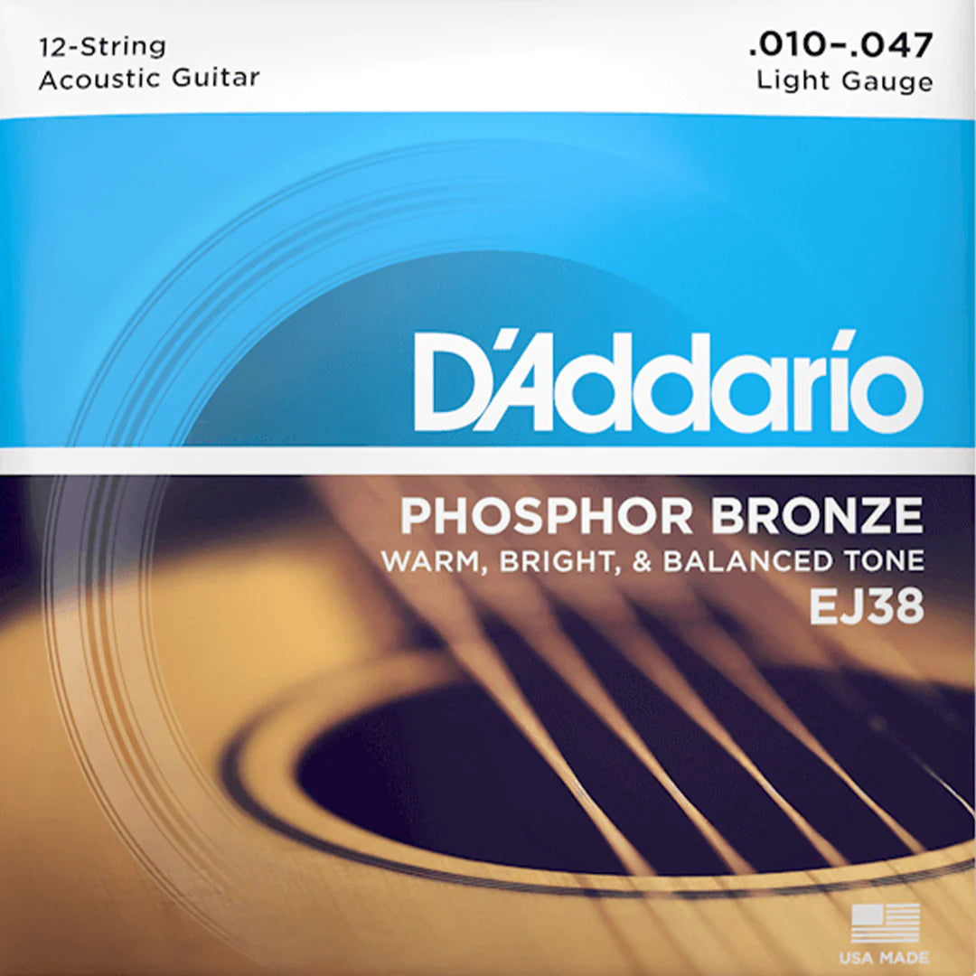 D'Addario EJ38 Phosphor Bronze Acoustic Guitar Strings - .010-.047 Light 12-string