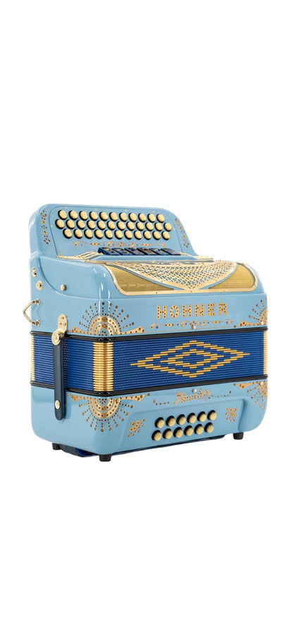 Hohner Anacleto Norteno Two Tone FBE/EAD Accordion - Pastel Sky Blue w/ Gold