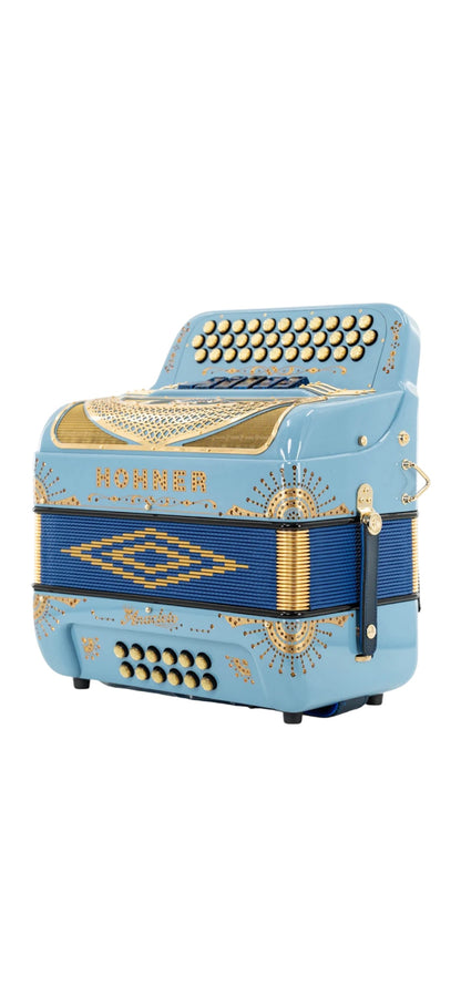 Hohner Anacleto Norteno Two Tone FBE/EAD Accordion - Pastel Sky Blue w/ Gold