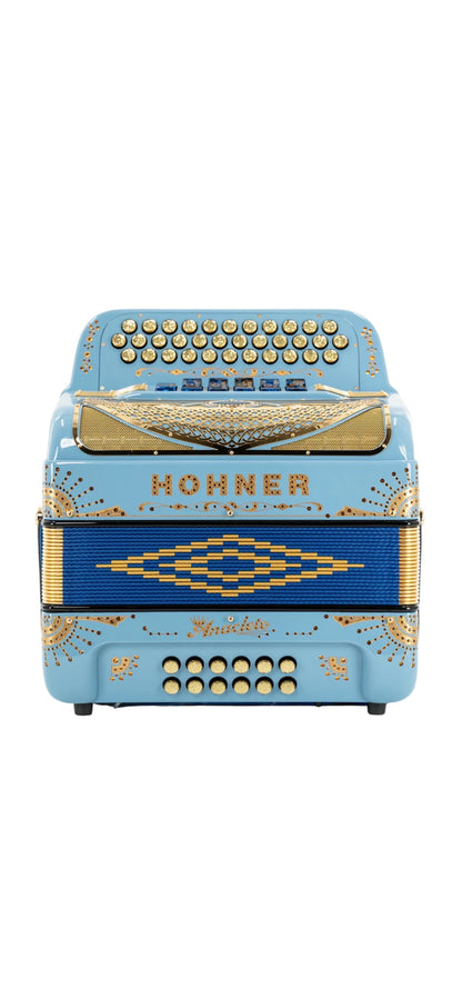 Hohner Anacleto Norteno Two Tone FBE/EAD Accordion - Pastel Sky Blue w/ Gold