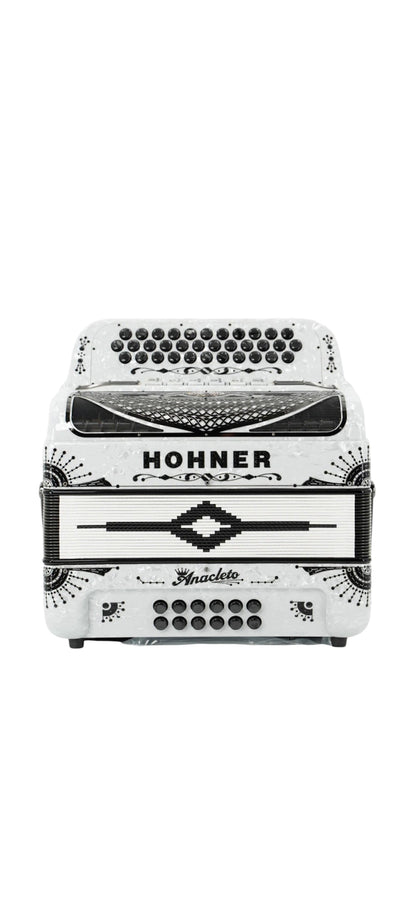 Hohner Anacleto Rey Del Norte Two-Tone FBE/EAD Accordion - Pearl White