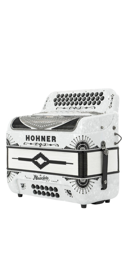 Hohner Anacleto Rey Del Norte Two-Tone FBE/EAD Accordion - Pearl White