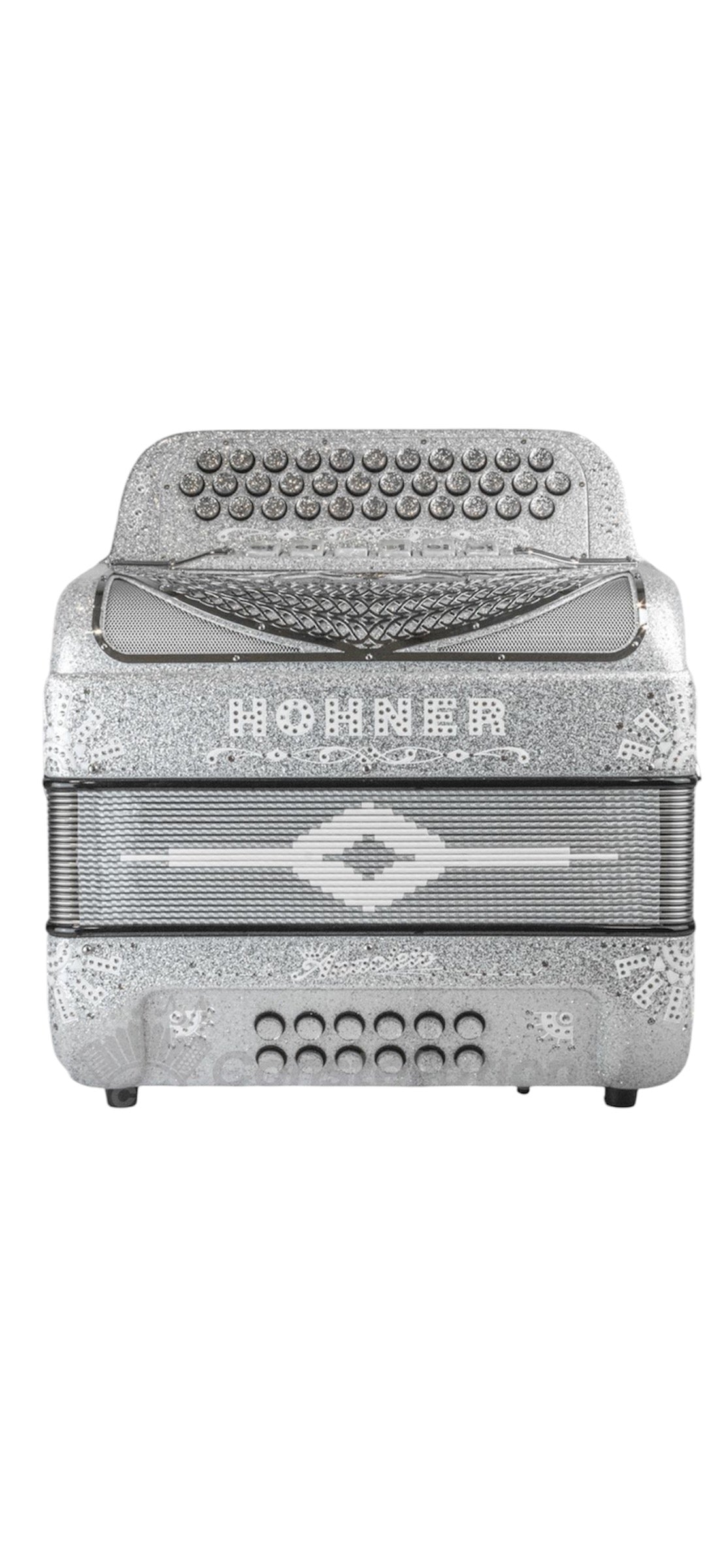 Hohner Anacleto Rey Del Norte Two Tone Compact Button Accordion - Silver