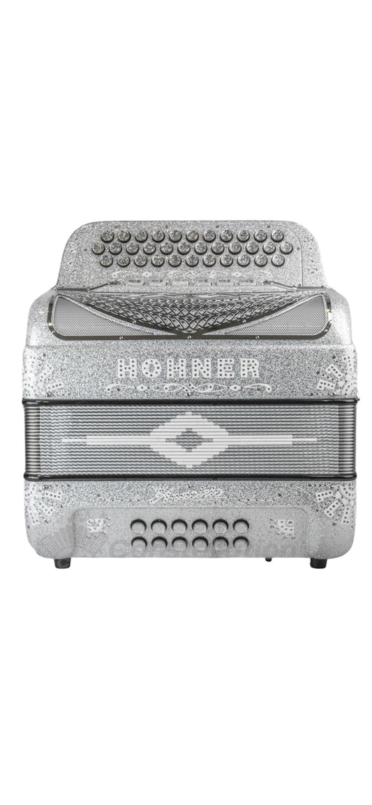 Hohner Anacleto Rey Del Norte Two Tone Compact Button Accordion - Silver