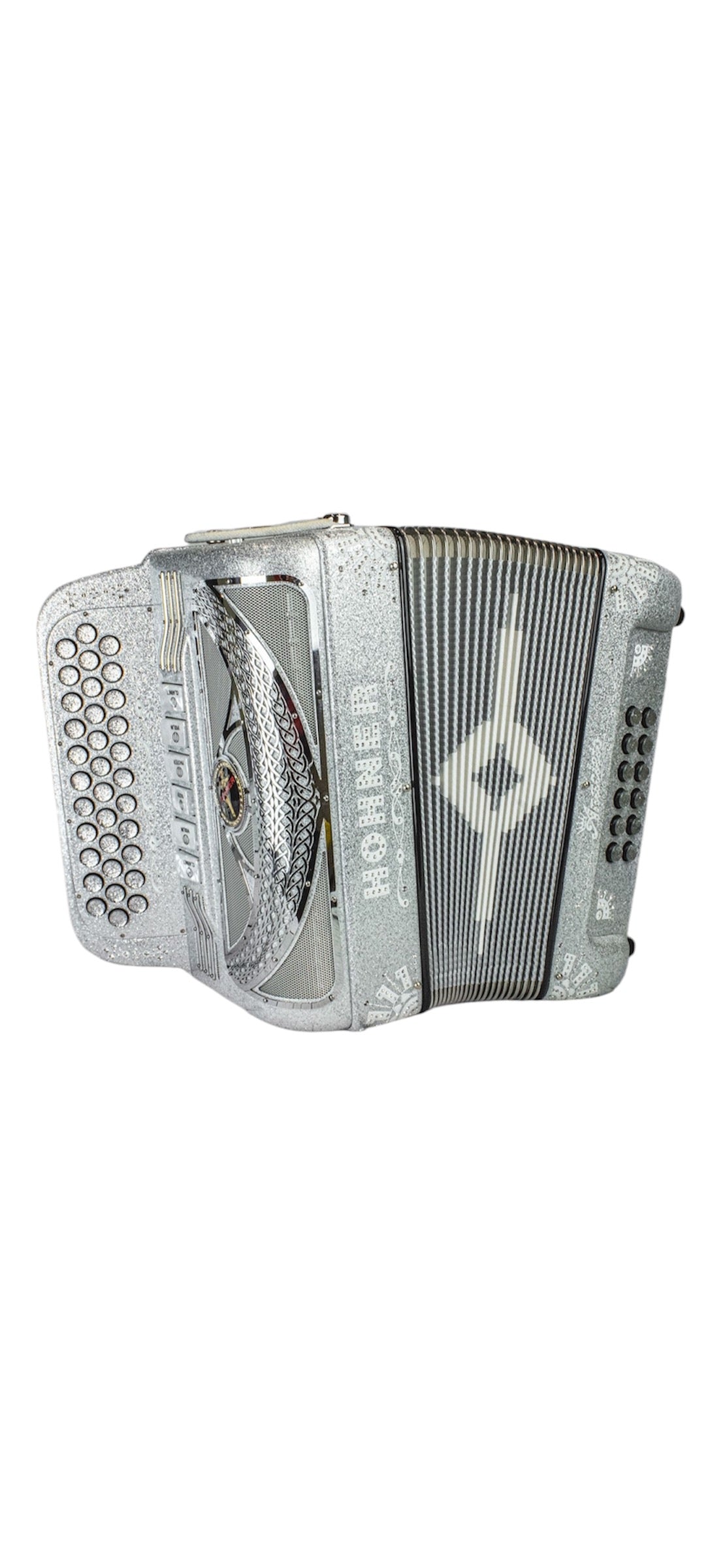 Hohner Anacleto Rey Del Norte Two Tone Compact Button Accordion - Silver