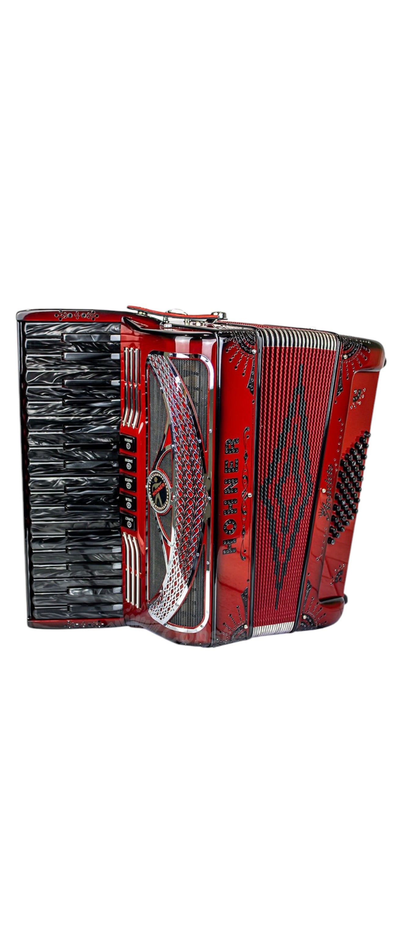 Anacleto Latino 34 Key 48 Bass Piano Accordion - Ruby Red