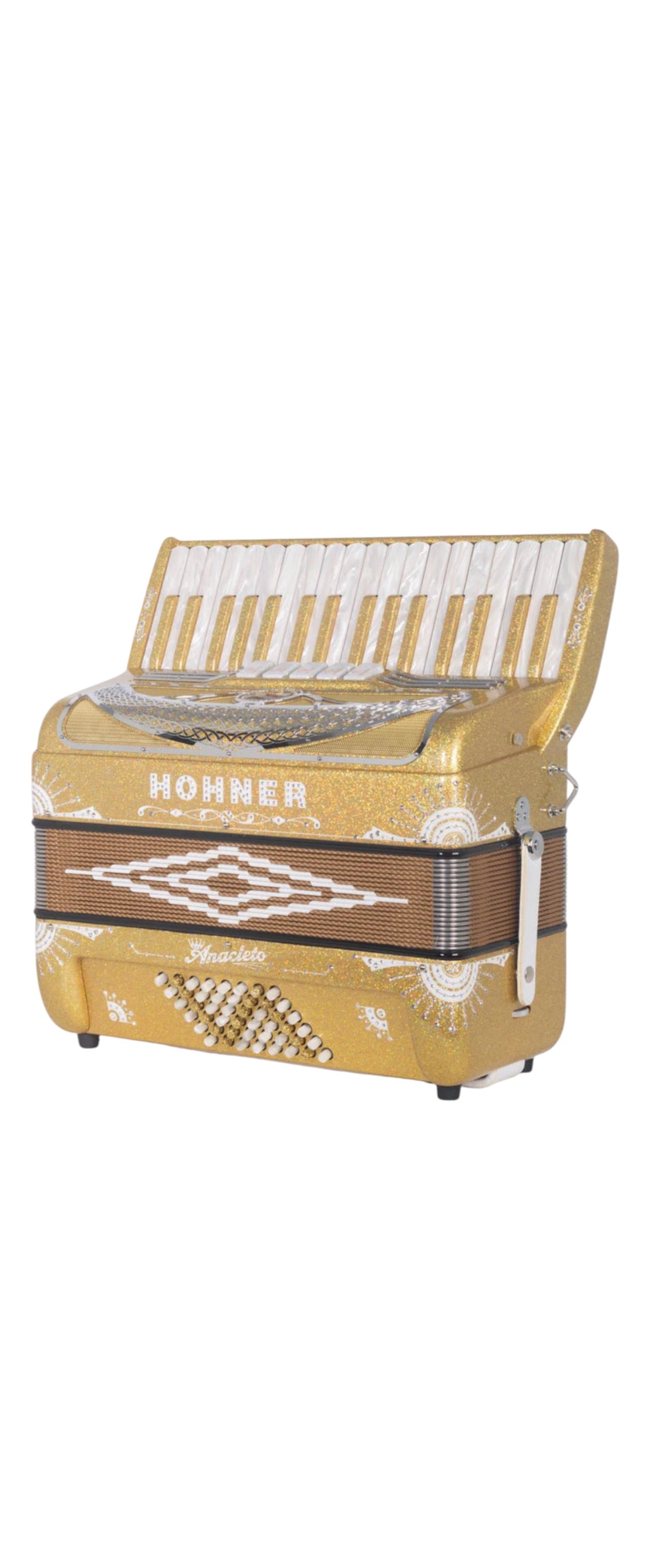 Hohner Anacleto Latino III 34/48 5 Switch Accordion - HOLOGRAM GOLD