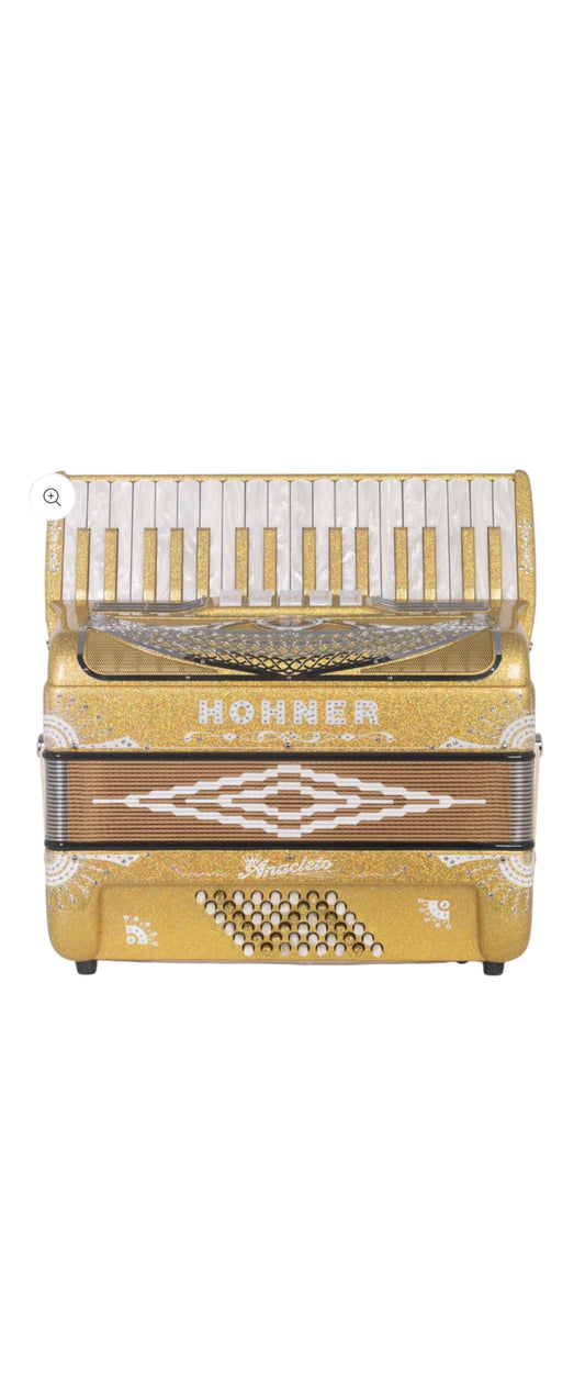 Hohner Anacleto Latino III 34/48 5 Switch Accordion - HOLOGRAM GOLD