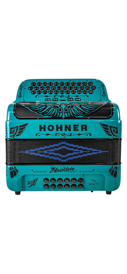 Hohner Anacleto Rey Aguila 5 Switch Compact Button Accordion - Aqua Blue