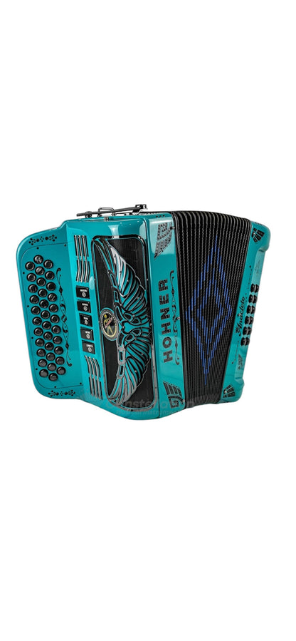 Hohner Anacleto Rey Aguila 5 Switch Compact Button Accordion - Aqua Blue