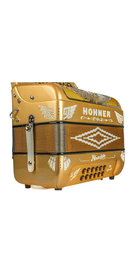 Hohner Anacleto Rey Aguila Two Tone Compact Button Accordion - Gold Metallic