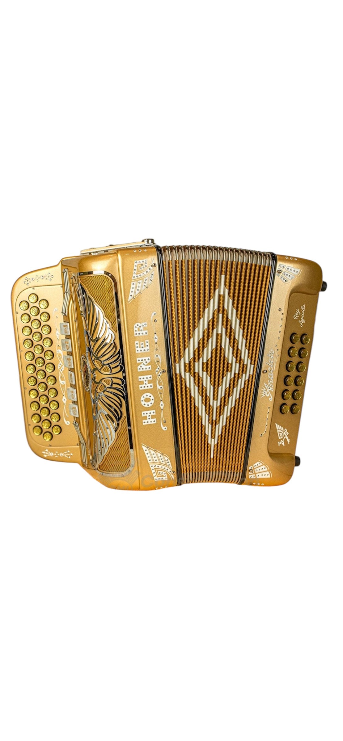 Hohner Anacleto Rey Aguila Two Tone Compact Button Accordion - Gold Metallic