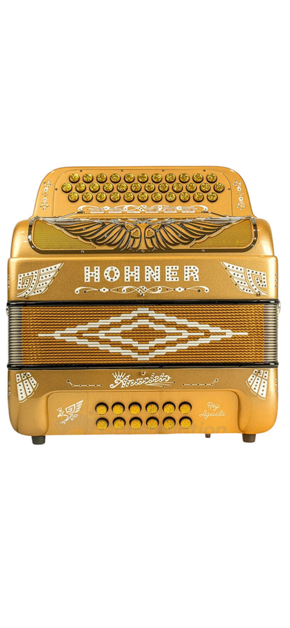 Hohner Anacleto Rey Aguila Two Tone Compact Button Accordion - Gold Metallic