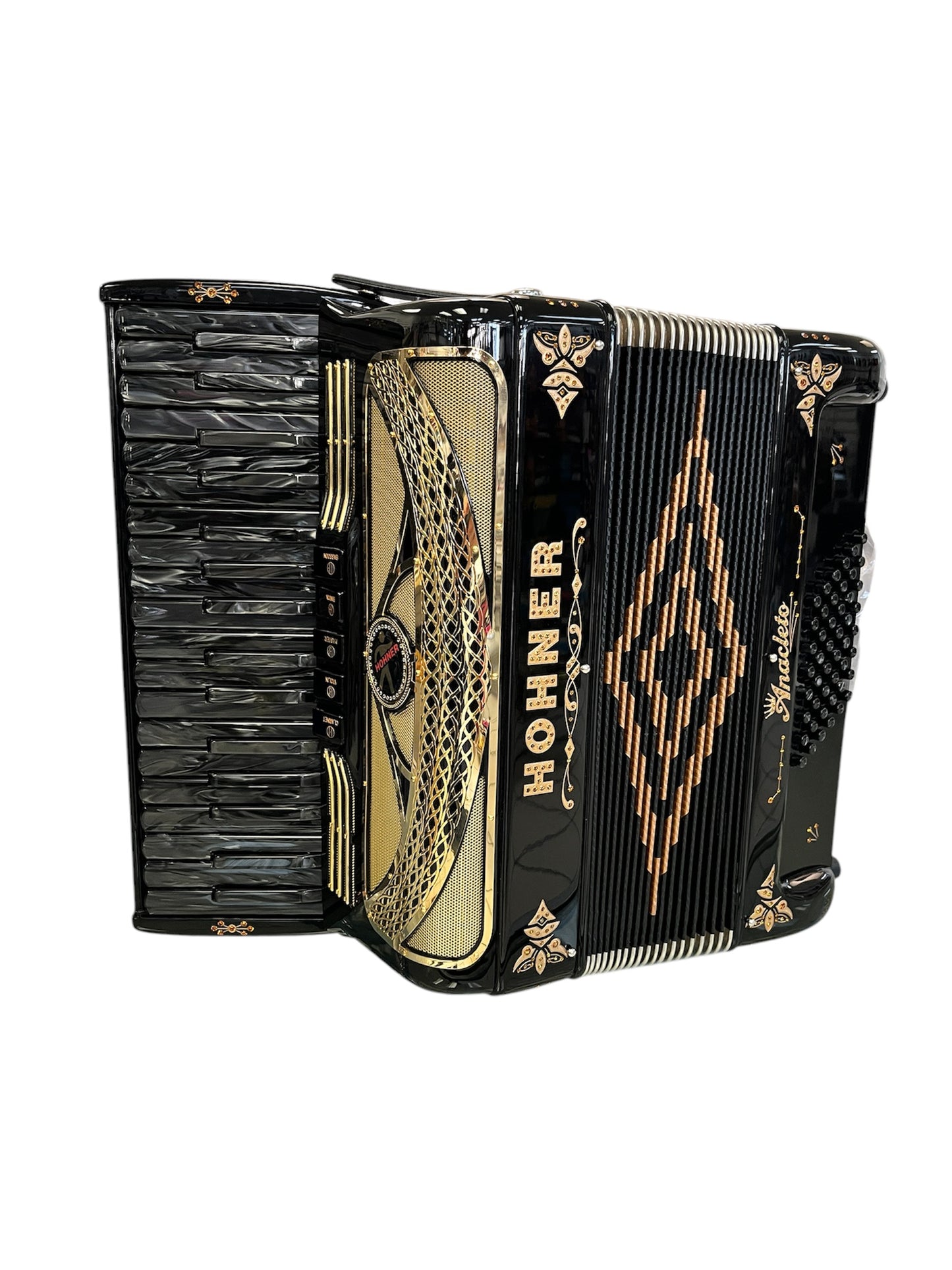 Hohner Anacleto Latino III 34/48 5 Switch Accordion - Black and Gold