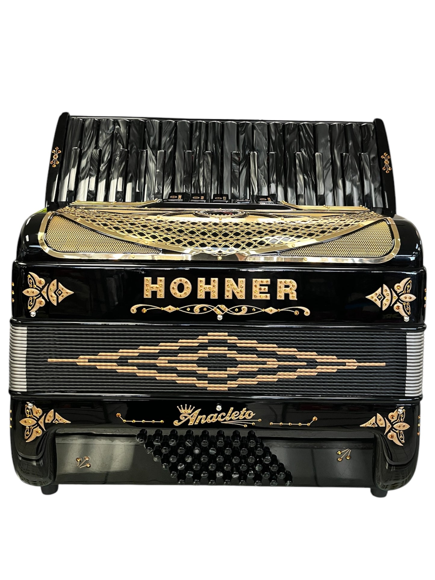 Hohner Anacleto Latino III 34/48 5 Switch Accordion - Black and Gold