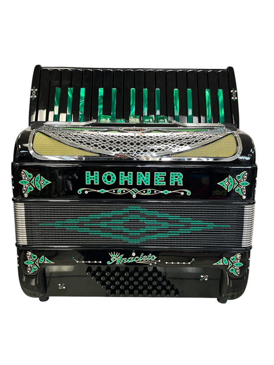 Hohner Anacleto Latino III 34/48 5 Switch Accordion - Green and Black