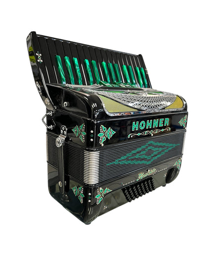 Hohner Anacleto Latino III 34/48 5 Switch Accordion - Green and Black