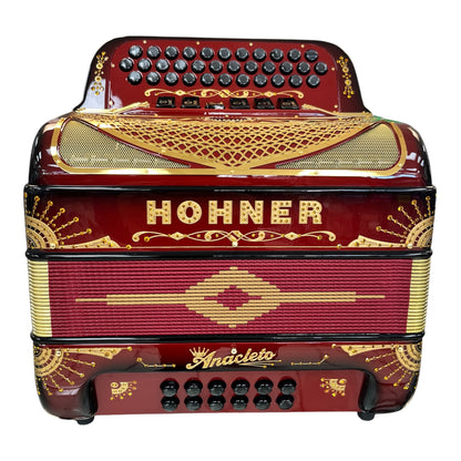 Hohner Anacleto Rey Del Norte Two Tone Compact Button Accordion - Ruby Red