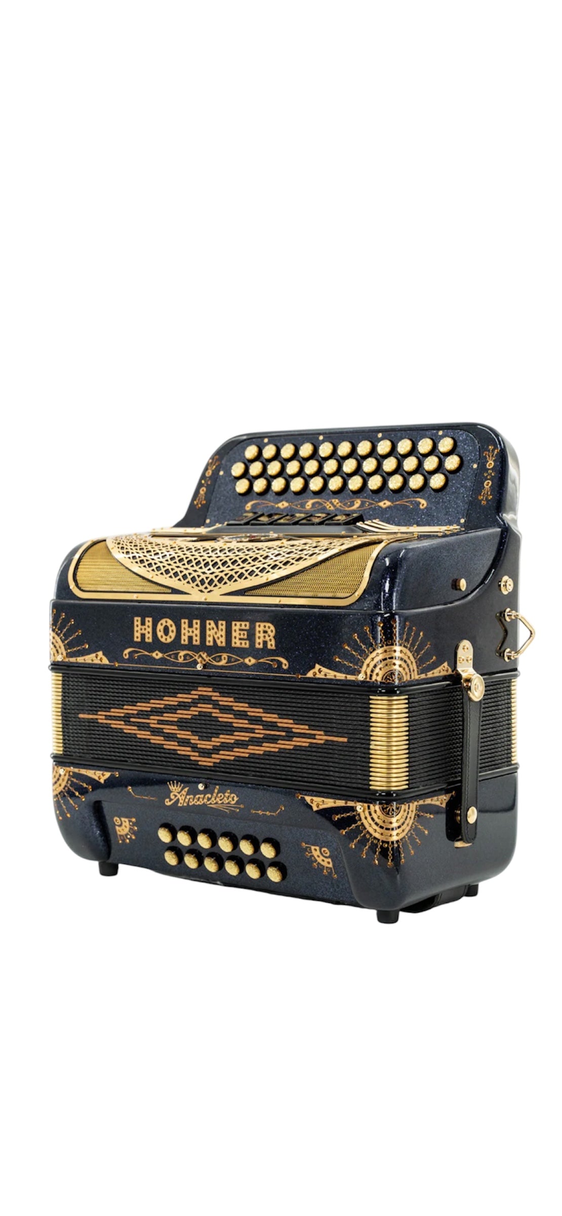 Hohner Anacleto Rey Del Norte Two Tone Compact Button Accordion - Black C14