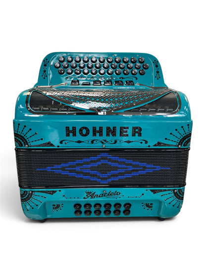 Hohner Anacleto Rey Del Norte Two Tone Compact Button Accordion - Aqua Blue
