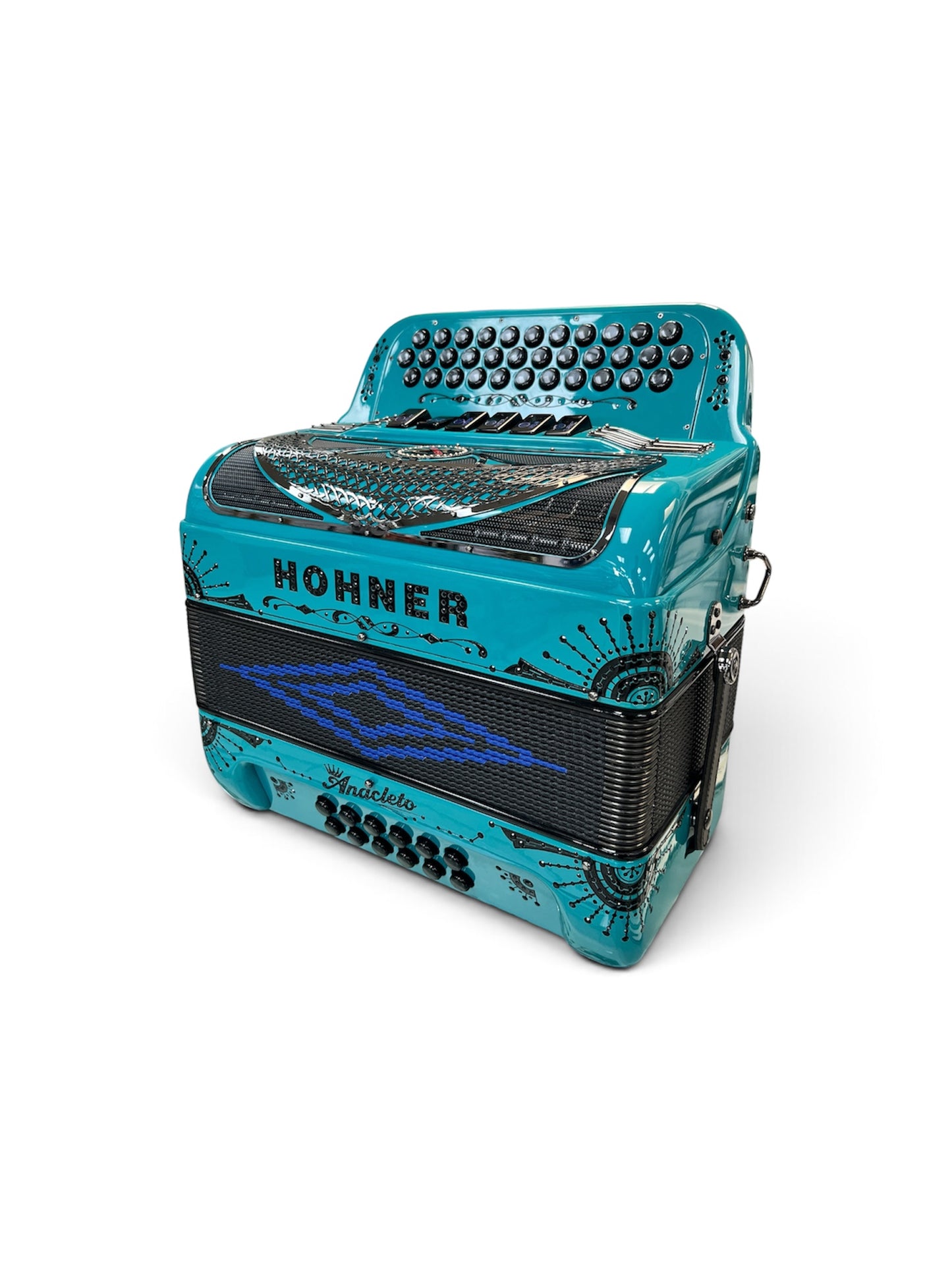 Hohner Anacleto Rey Del Norte Two Tone Compact Button Accordion - Aqua Blue
