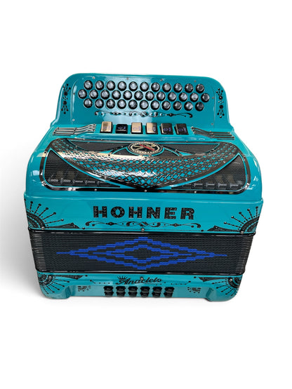 Hohner Anacleto Rey Del Norte Two Tone Compact Button Accordion - Aqua Blue