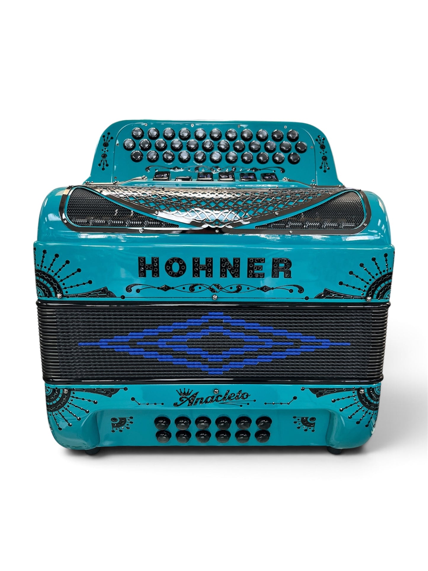 Hohner Anacleto Rey Del Norte Two Tone Compact Button Accordion - Aqua Blue