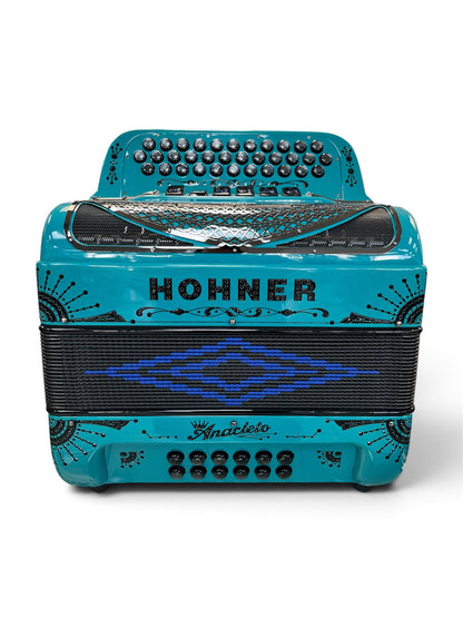 Hohner Anacleto Rey Del Norte Two Tone Compact Button Accordion - Aqua Blue