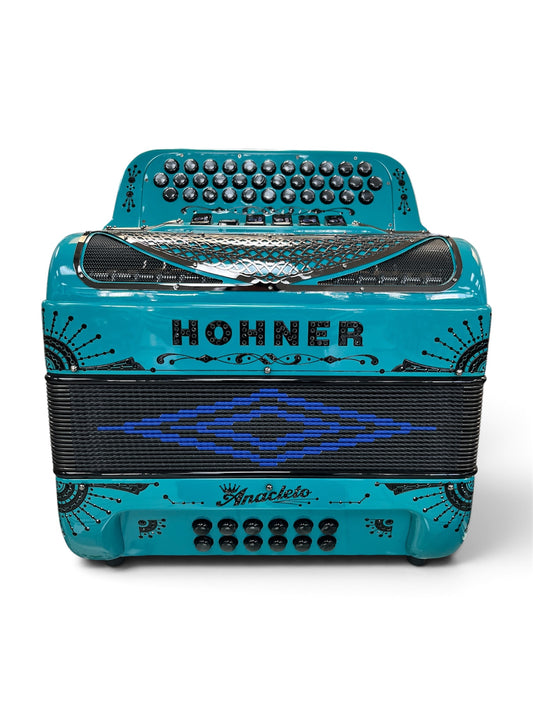 Hohner Anacleto Rey Del Norte Two Tone Compact Button Accordion - Aqua Blue