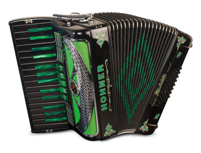 Hohner Anacleto Latino III 34/48 5 Switch Accordion - Green and Black