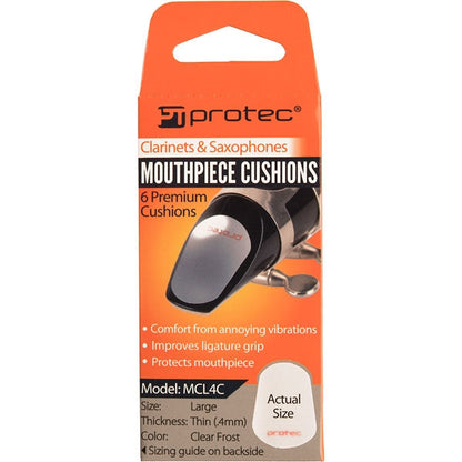 Protec Large Mouthpiece Cushions; .4mm; Qty 6 Clear Large .4mm