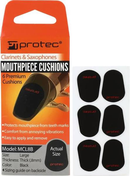 Protec MCL8B Large Black Mouthpiece Cushions, .8mm - 6 pack