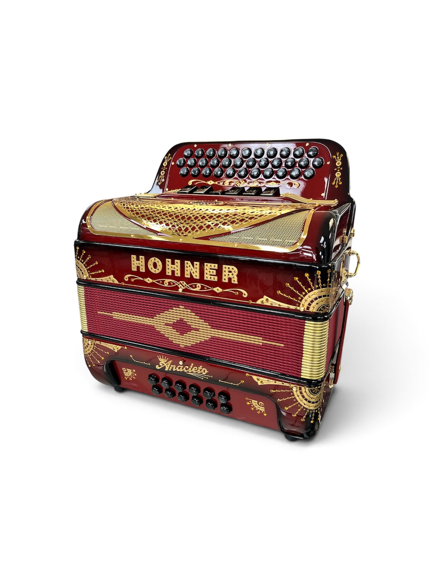 Hohner Anacleto Rey Del Norte Two Tone Compact Button Accordion - Ruby Red