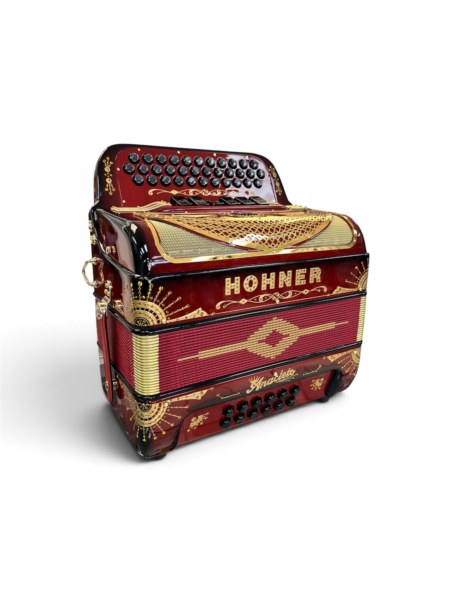Hohner Anacleto Rey Del Norte Two Tone Compact Button Accordion - Ruby Red