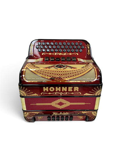 Hohner Anacleto Rey Del Norte Two Tone Compact Button Accordion - Ruby Red