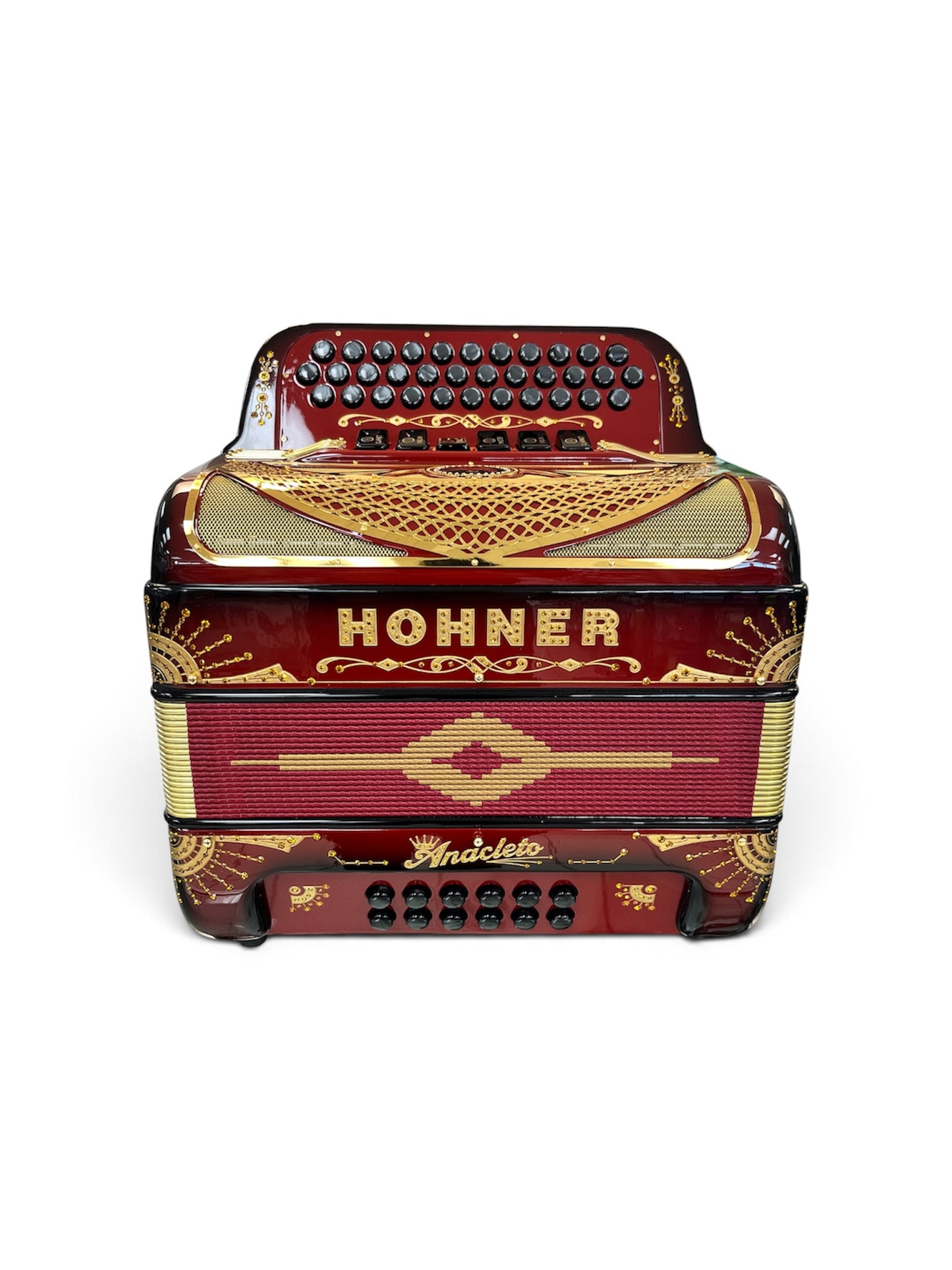 Hohner Anacleto Rey Del Norte Two Tone Compact Button Accordion - Ruby Red
