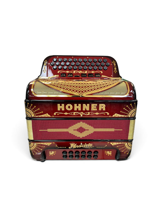 Hohner Anacleto Rey Del Norte Two Tone Compact Button Accordion - Ruby Red