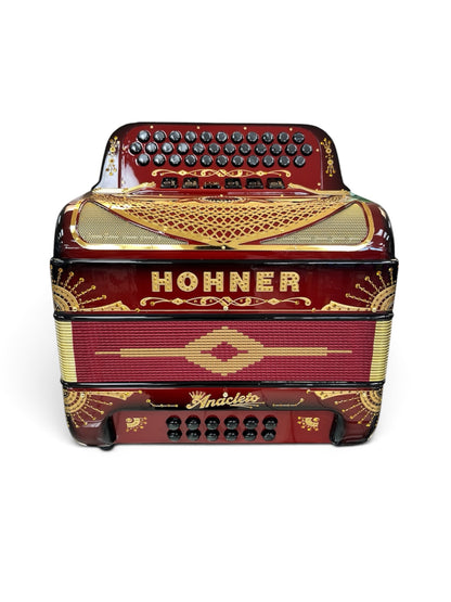 Hohner Anacleto Rey Del Norte Two Tone Compact Button Accordion - Ruby Red
