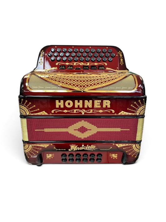 Hohner Anacleto Rey Del Norte Two Tone Compact Button Accordion - Ruby Red