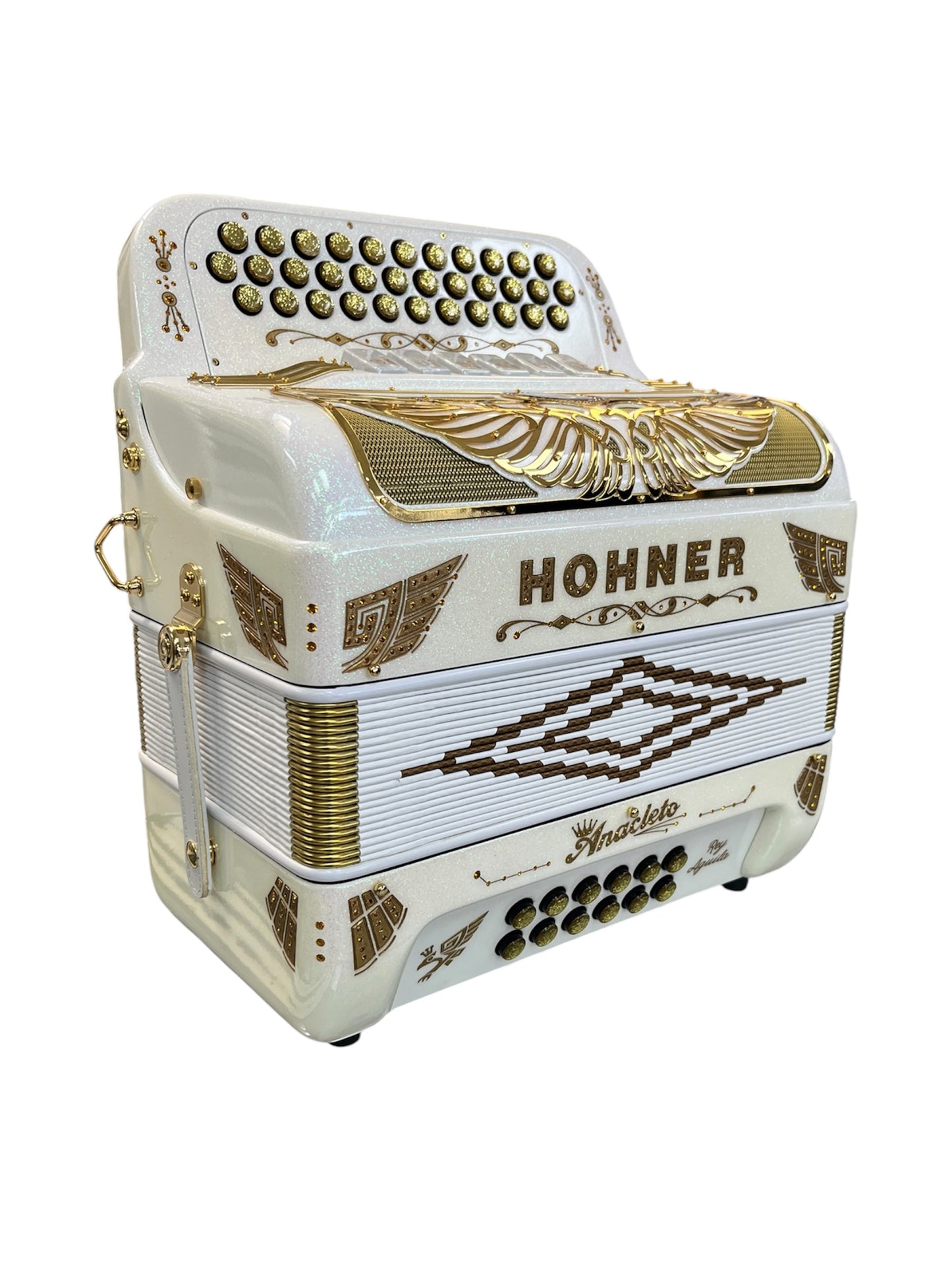 Hohner Anacleto Rey Aguila Two Tone Compact Button Accordion - White/Gold