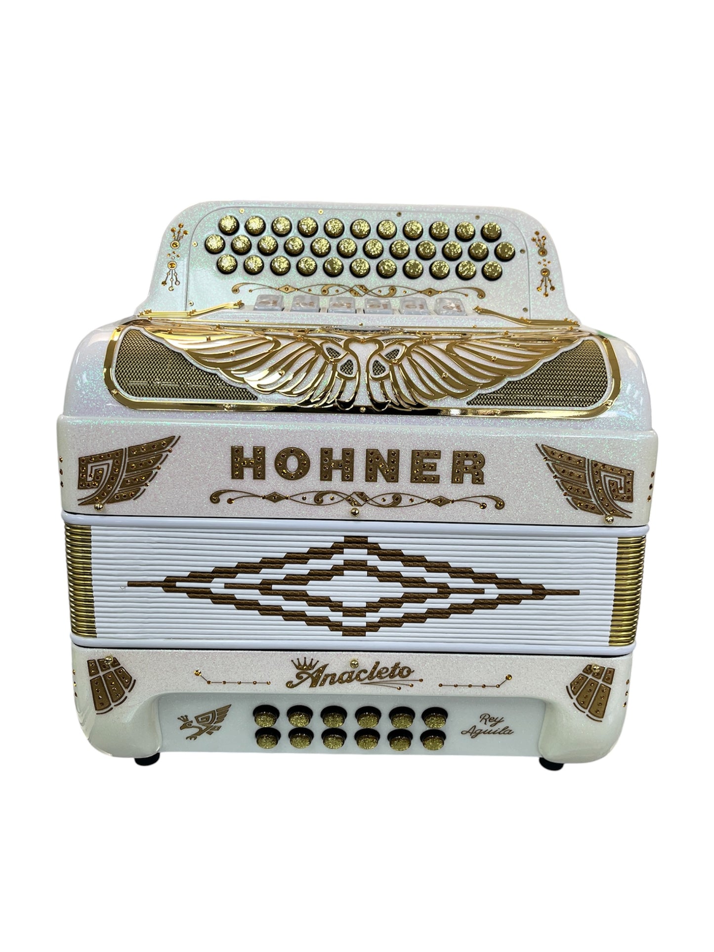 Hohner Anacleto Rey Aguila Two Tone Compact Button Accordion - White/Gold