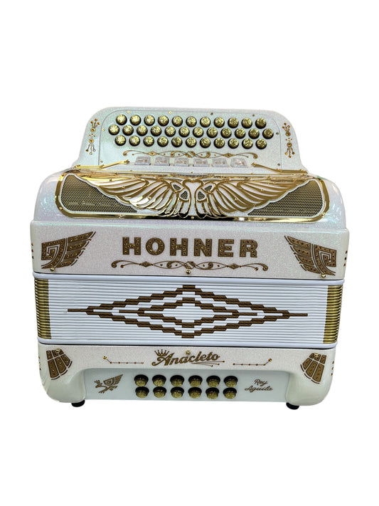 Hohner Anacleto Rey Aguila Two Tone Compact Button Accordion - White/Gold