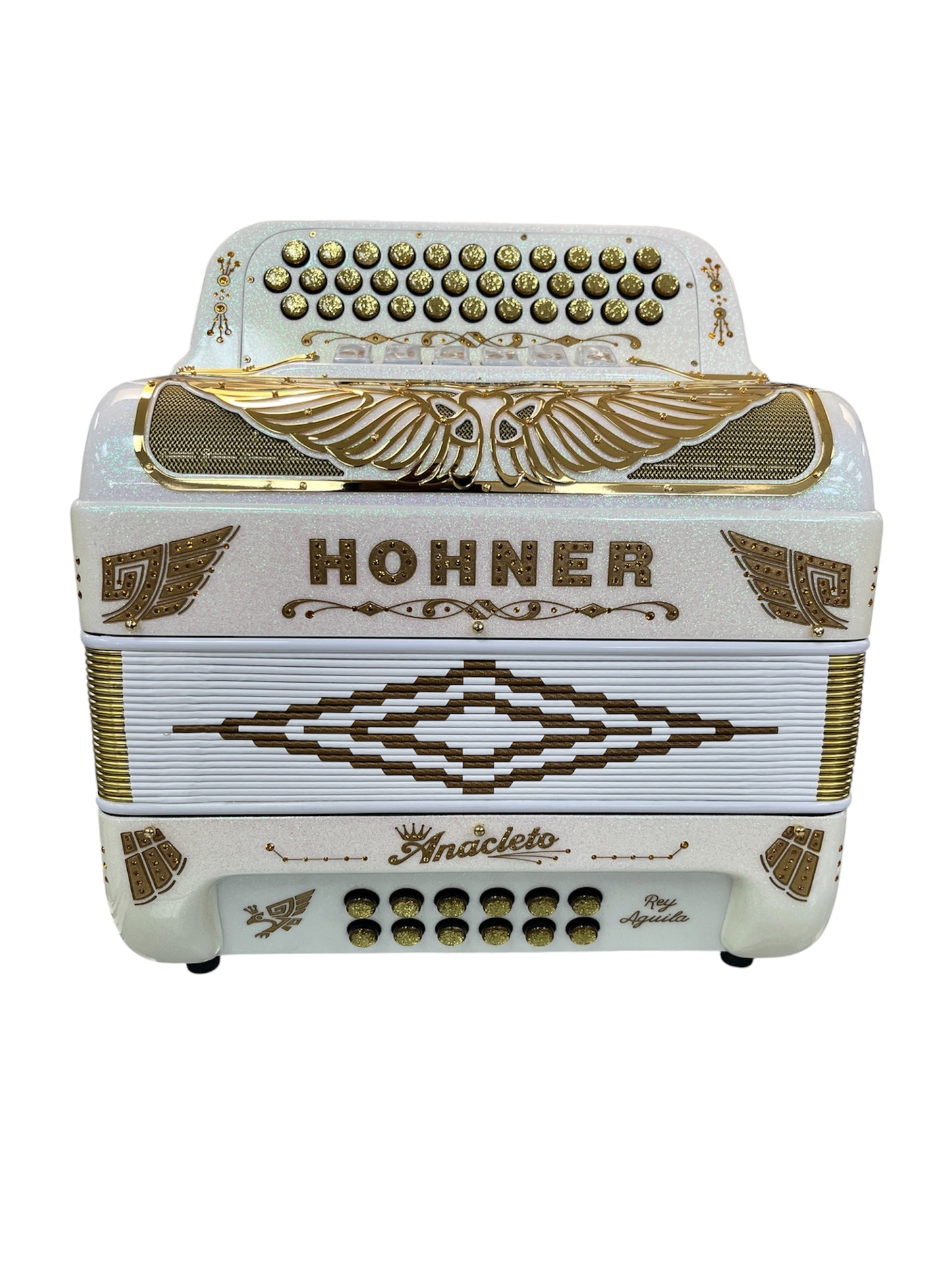 Hohner Anacleto Rey Aguila Two Tone Compact Button Accordion - White/Gold