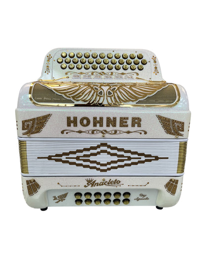 Hohner Anacleto Rey Aguila Two Tone Compact Button Accordion - White/Gold