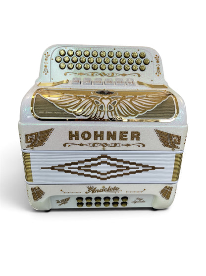 Hohner Anacleto Rey Aguila Two Tone Compact Button Accordion - White/Gold